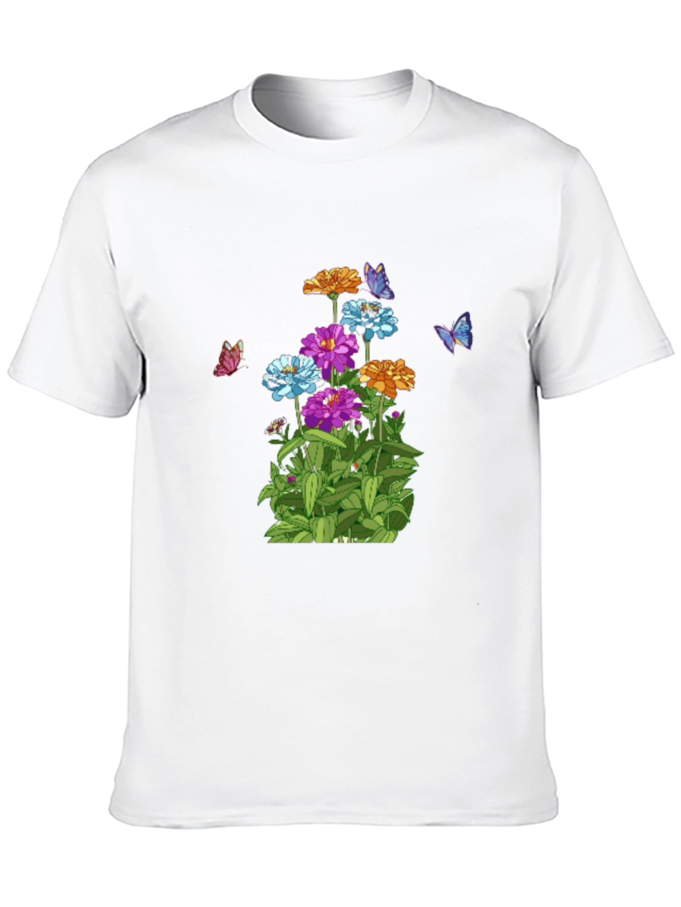Camiseta Negra con Flores y Mariposas