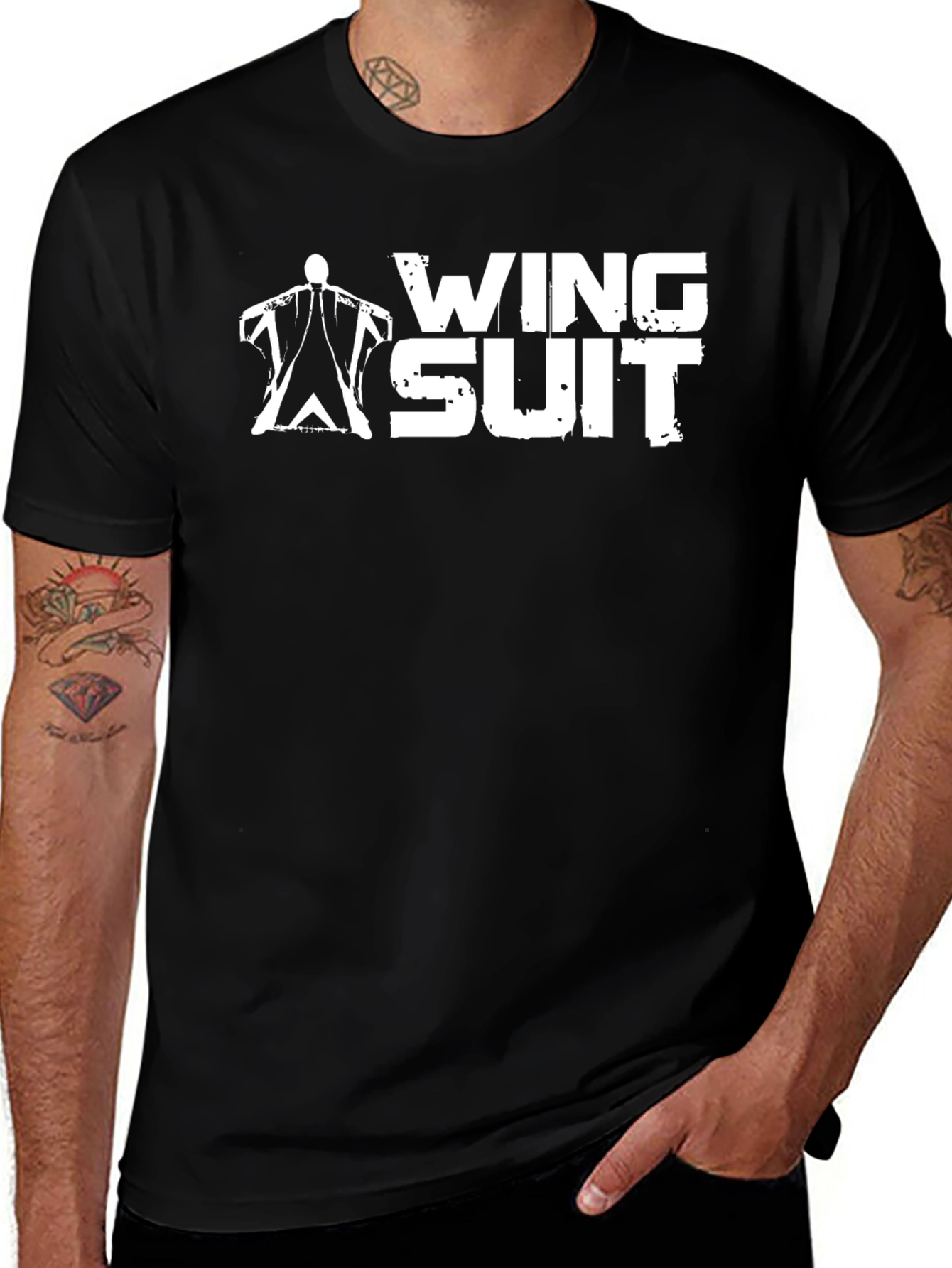 Camiseta Negra Wing Suit - Deportes Extremos