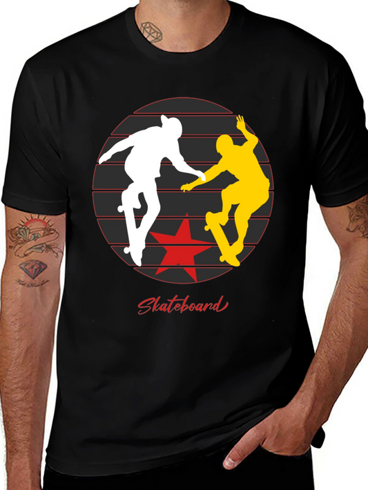 Camiseta Negra Skateboarding Estilo Retro