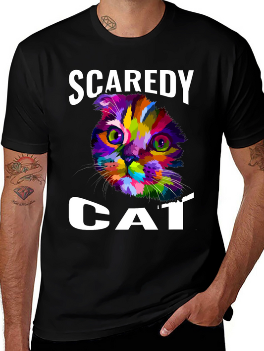 Camiseta Gato Asustado para Hombre - Diseño Colorido