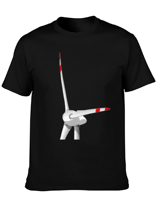 Camiseta Negra con Diseño de Turbina Eólica
