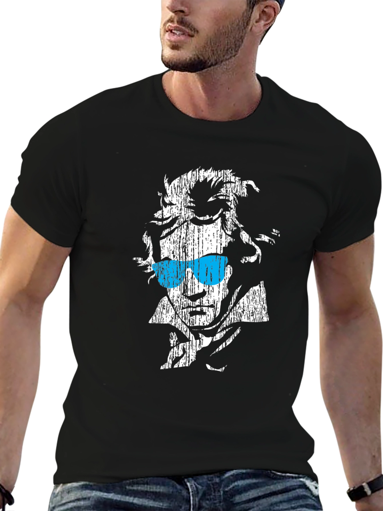 Camiseta Negra con Diseño de Beethoven