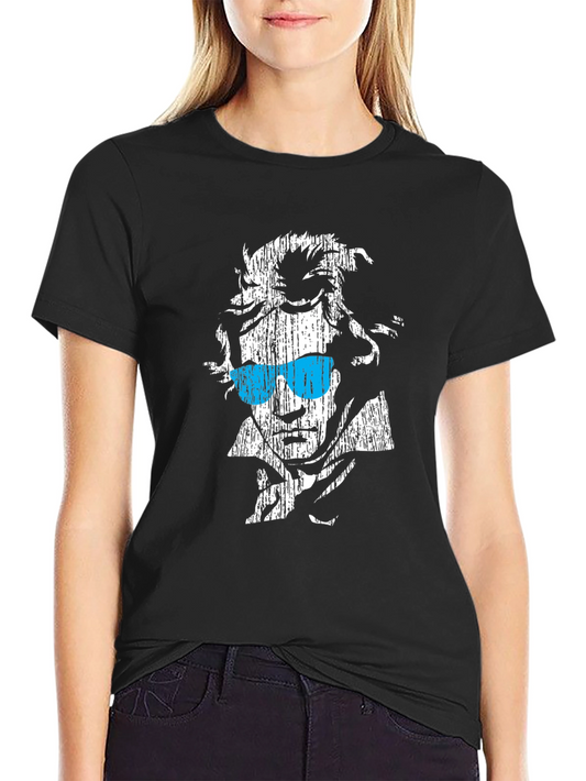Camiseta Negra con Diseño de Beethoven