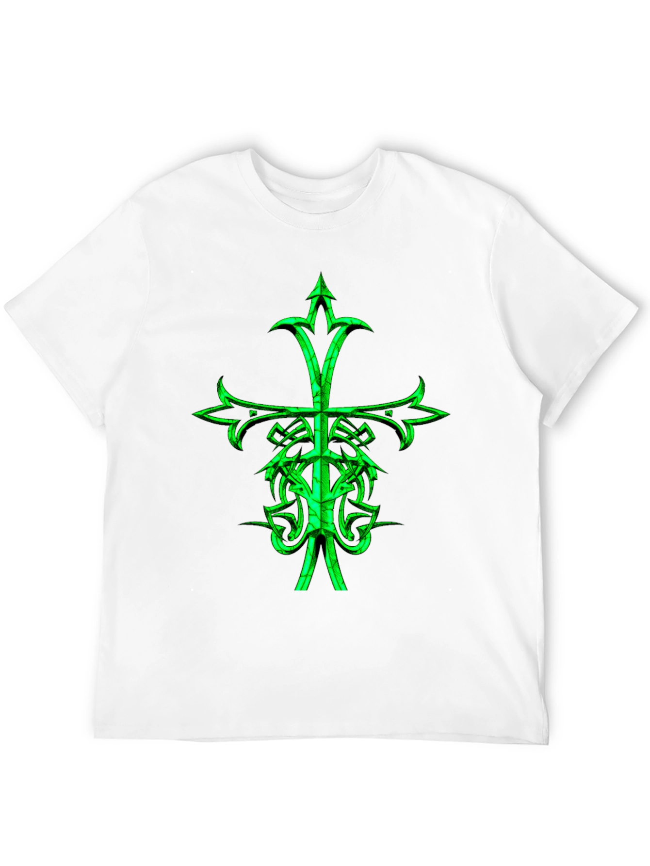 Camiseta Negra con Cruz Celta Verde Neón