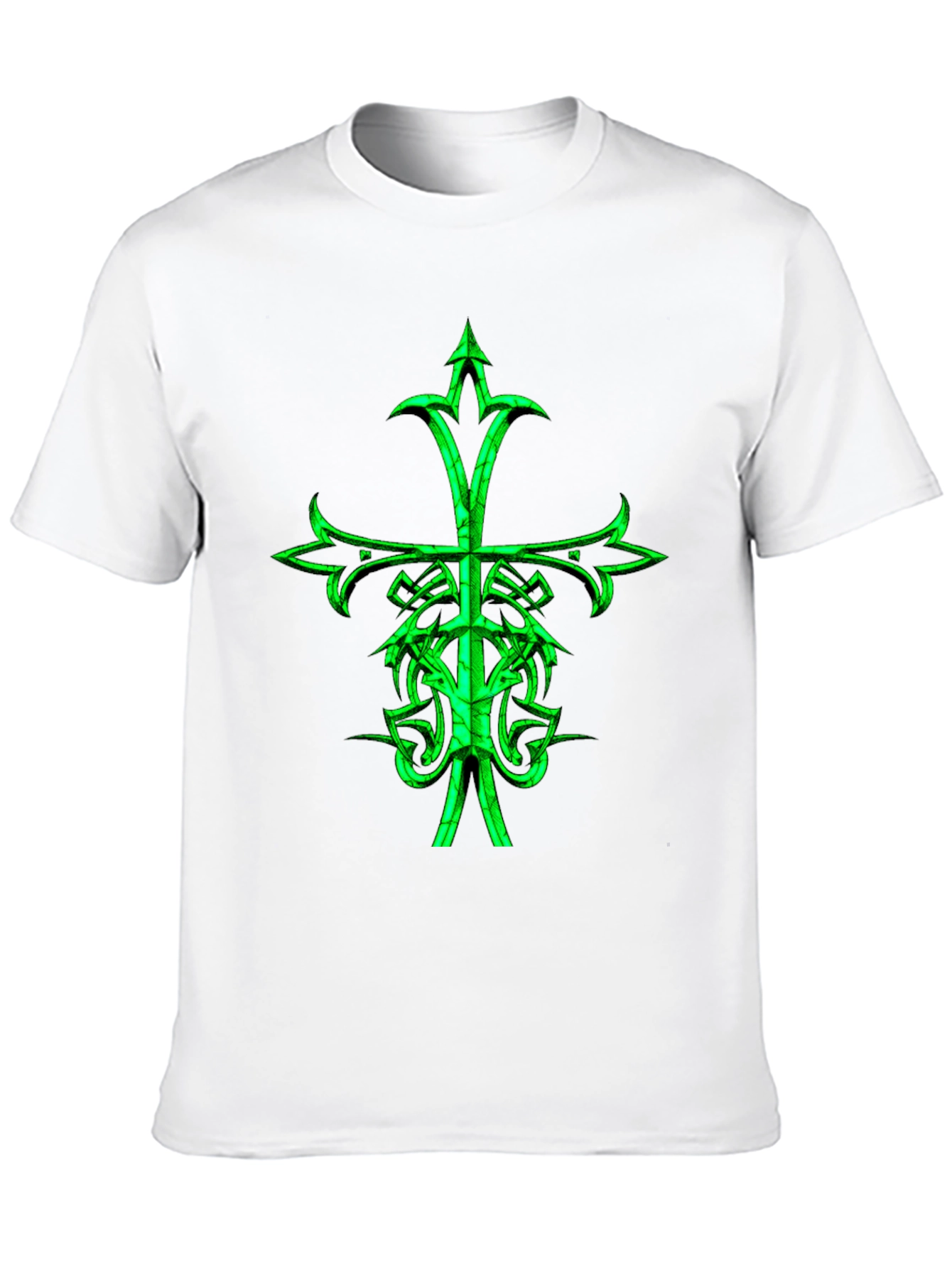 Camiseta Negra con Cruz Celta Verde Neón
