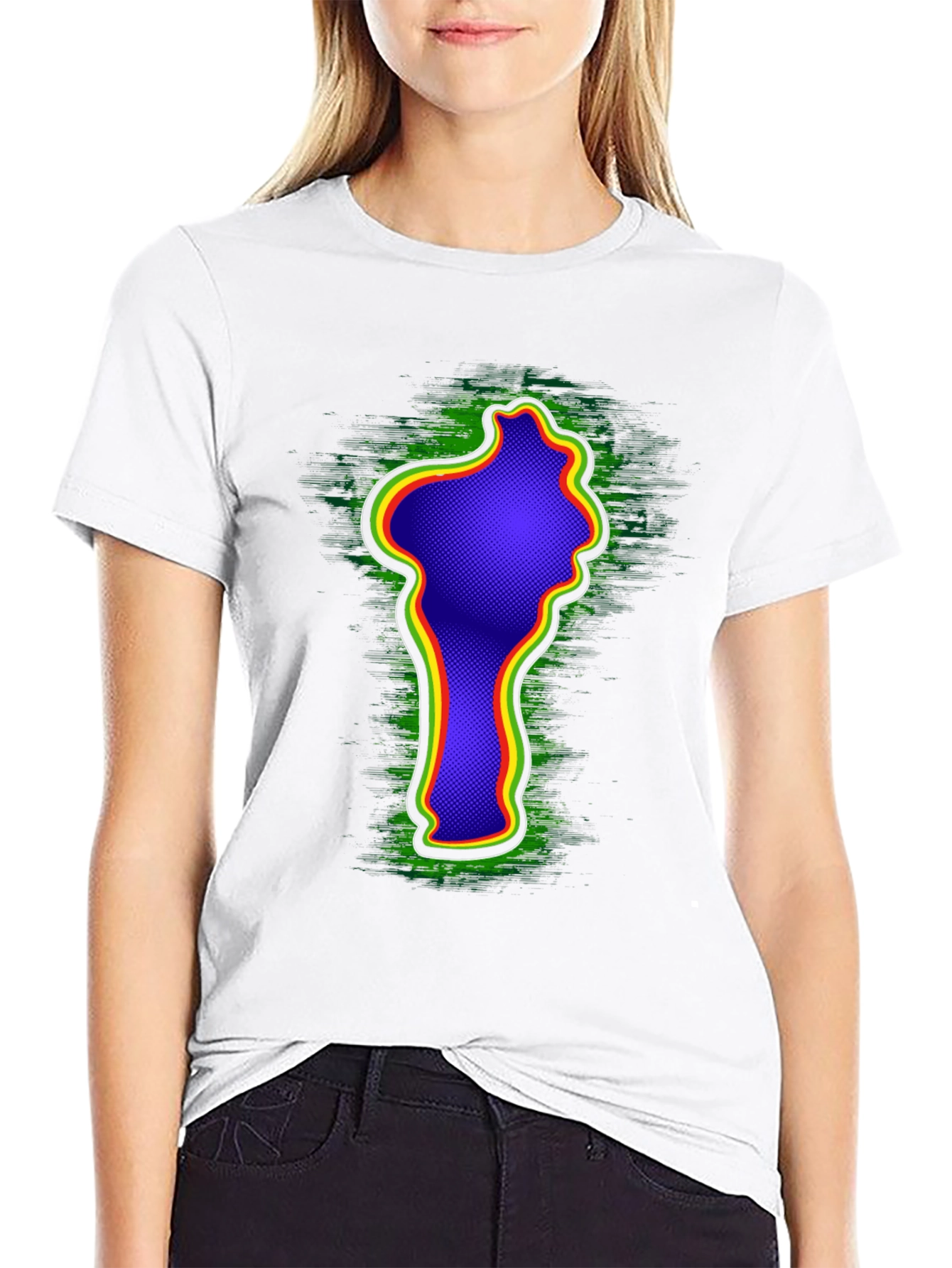 Camiseta Negra con Diseño Abstracto Rasta