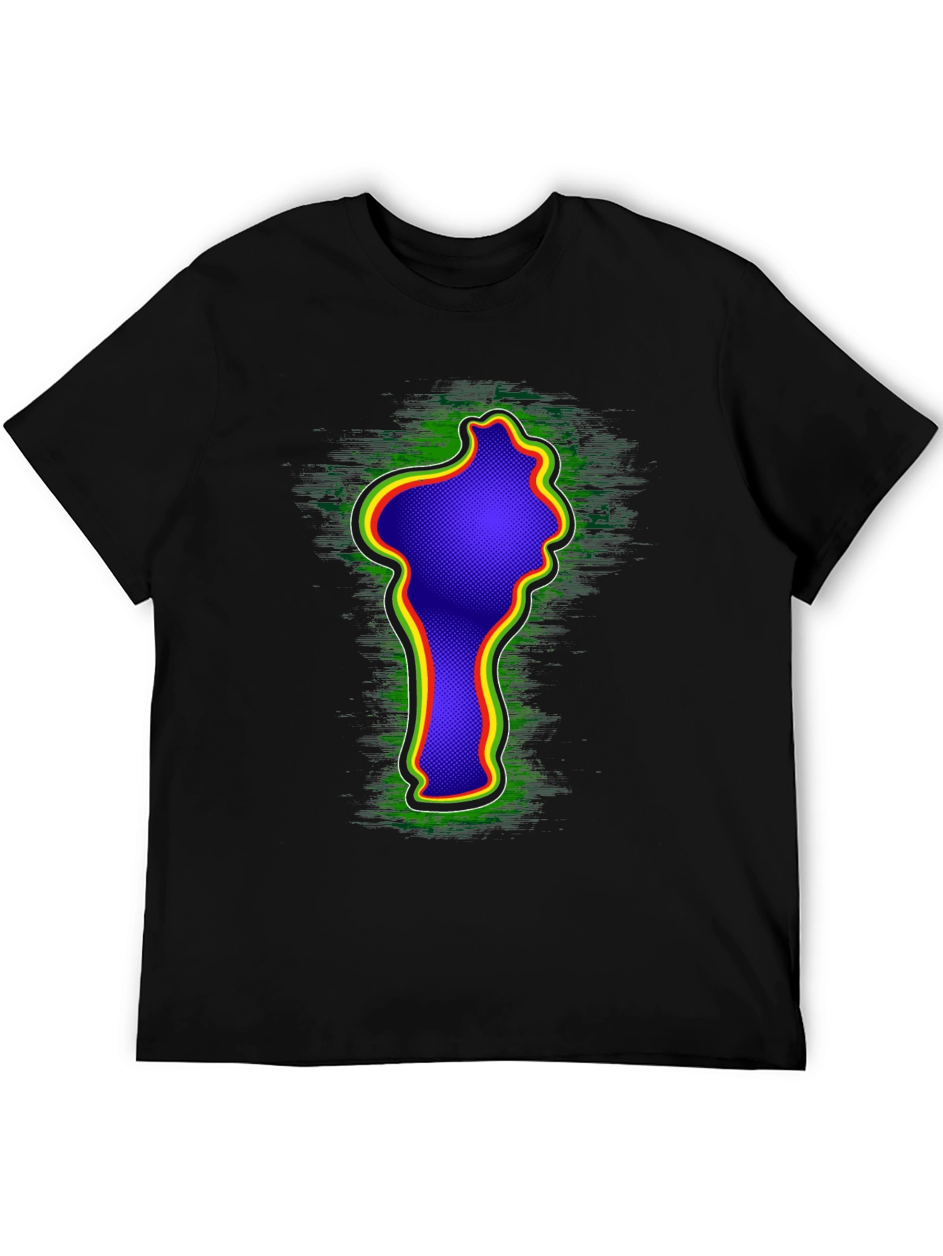 Camiseta Negra con Diseño Abstracto Rasta