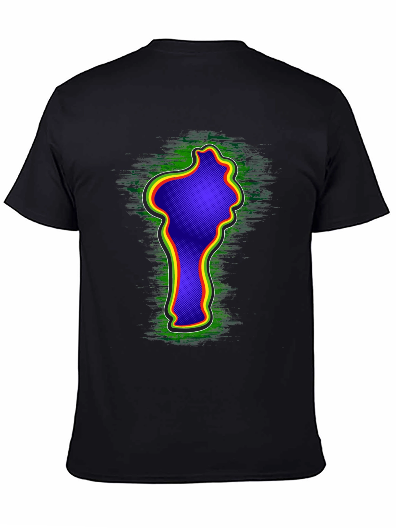 Camiseta Negra con Diseño Abstracto Rasta