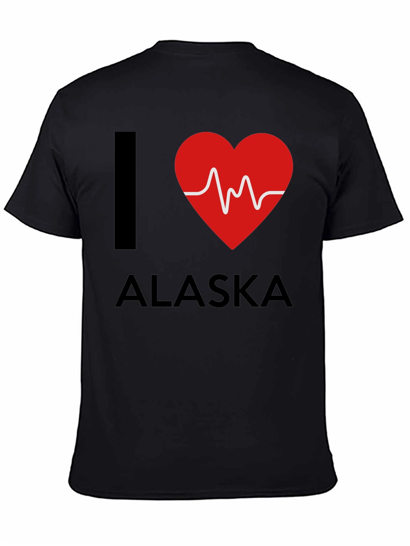 Camiseta Negra Amo Alaska con Diseño de Latido