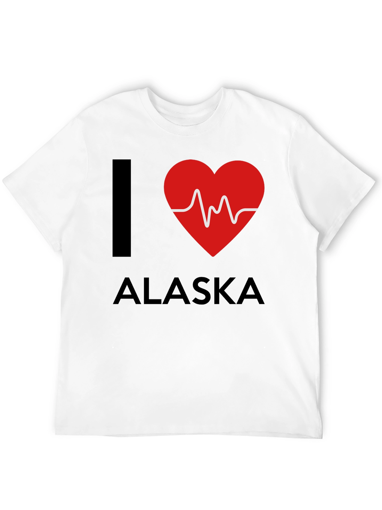 Camiseta Negra Amo Alaska con Diseño de Latido