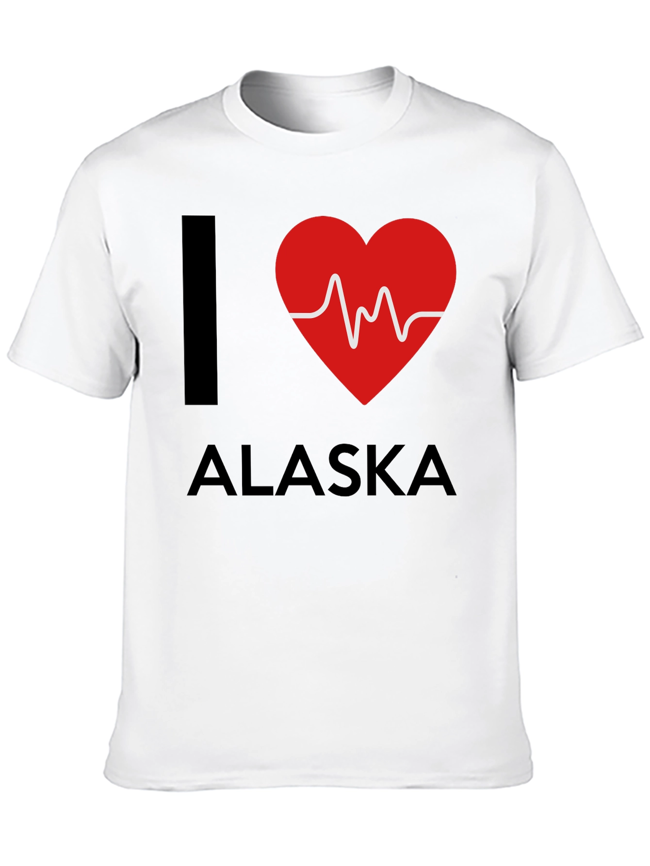 Camiseta Negra Amo Alaska con Diseño de Latido
