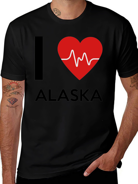 Camiseta Negra Amo Alaska con Diseño de Latido