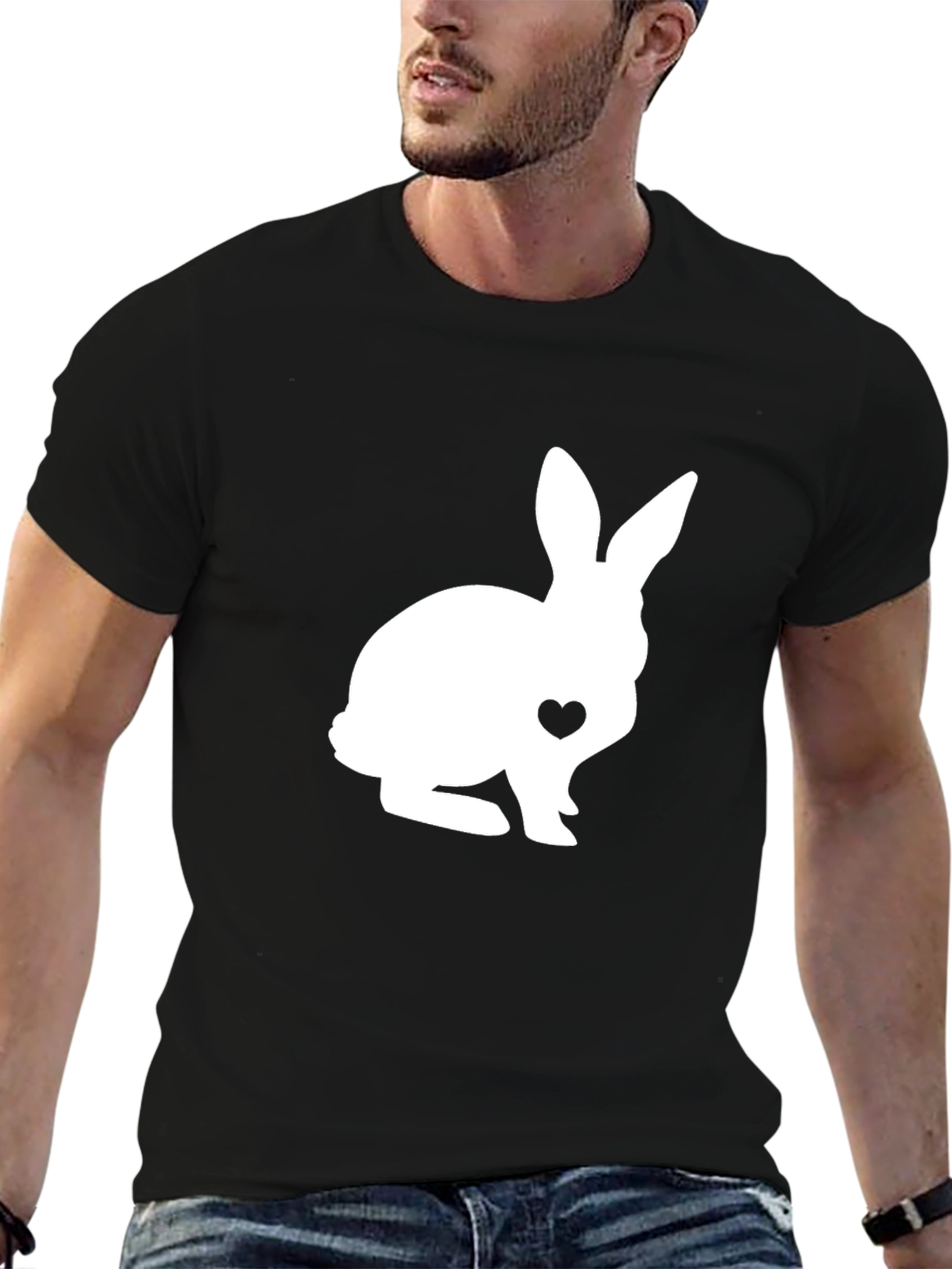 Camiseta Negra Conejo Corazón