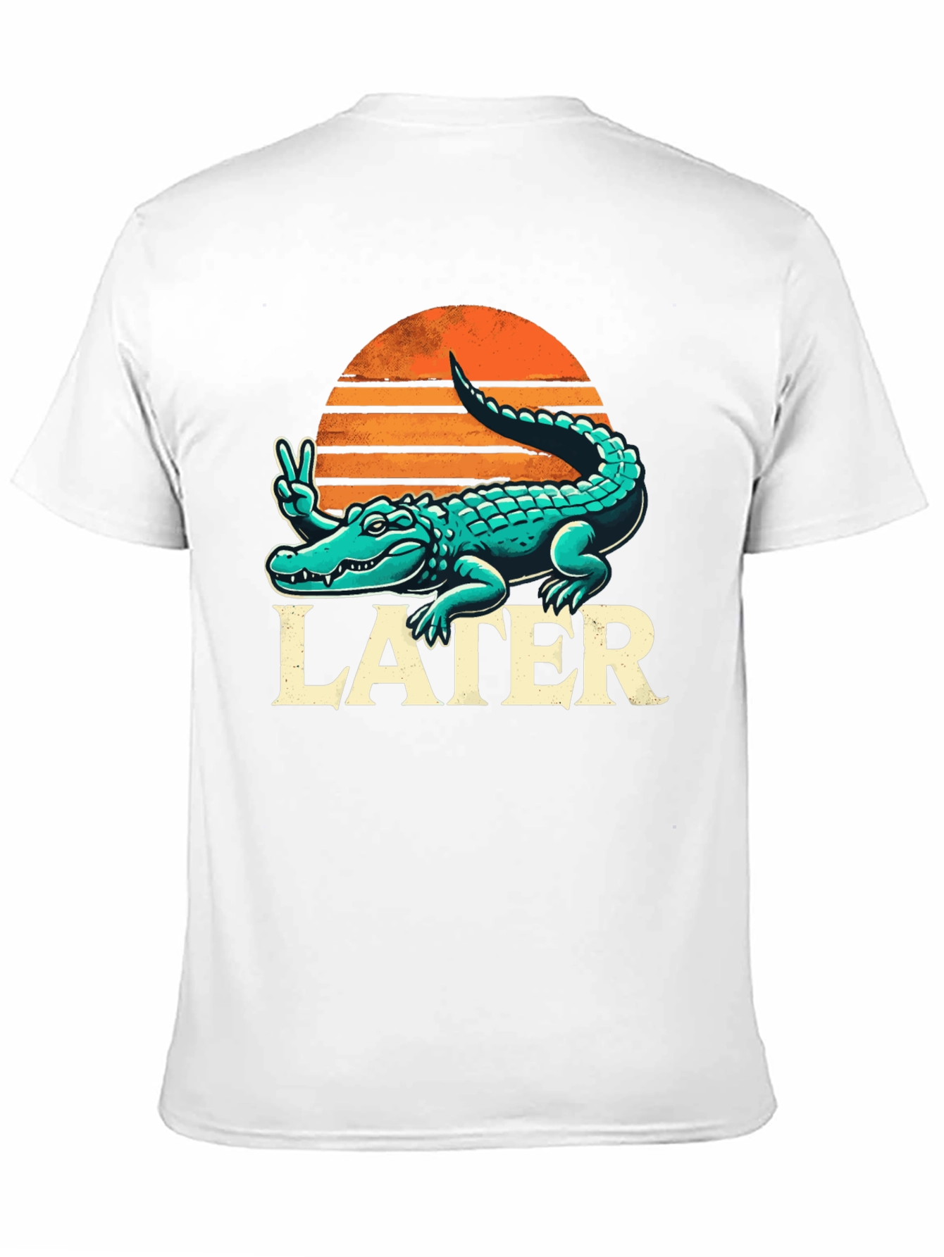 Camiseta Negra Cocodrilo Later Atardecer Divertida