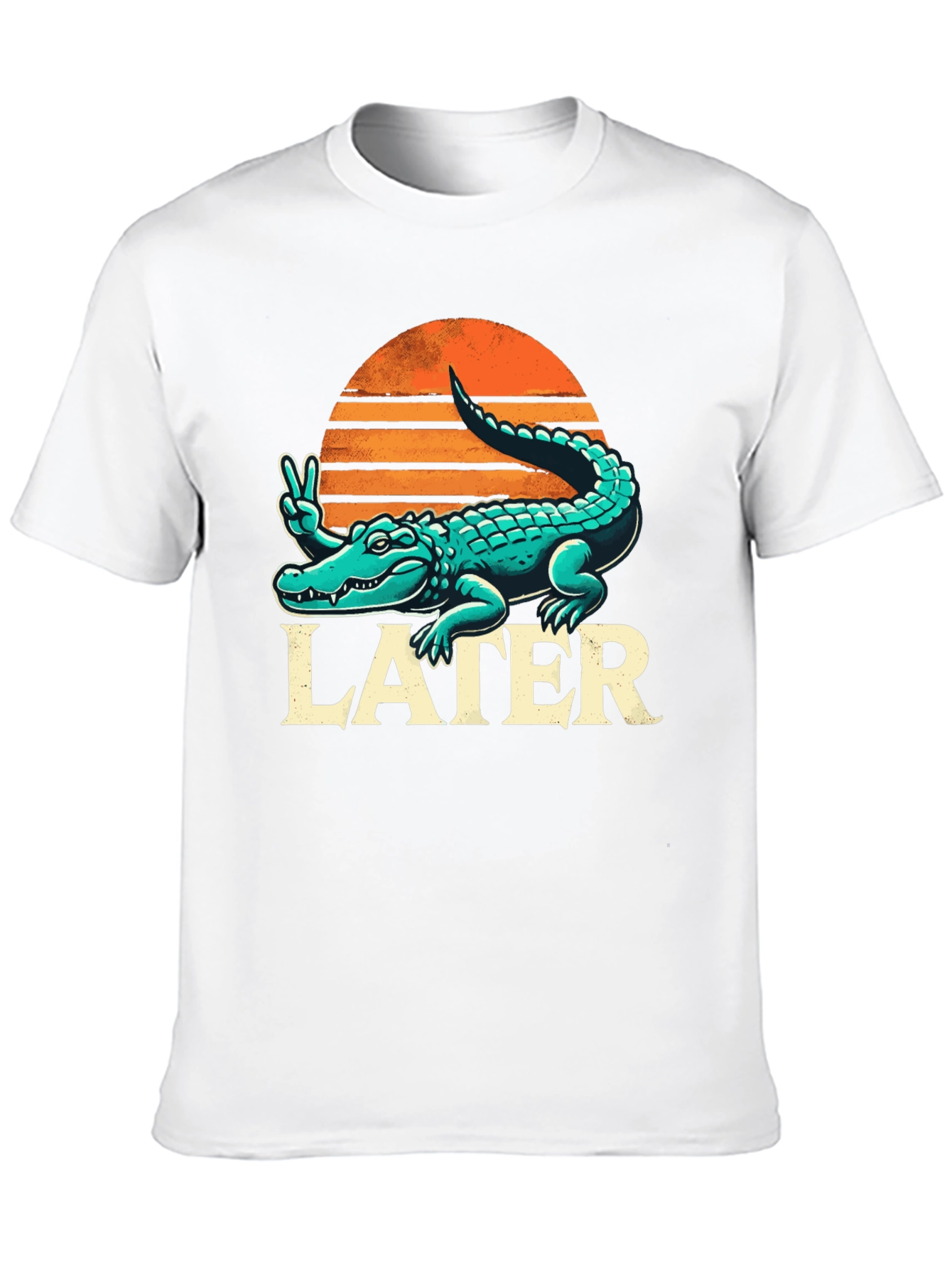 Camiseta Negra Cocodrilo Later Atardecer Divertida