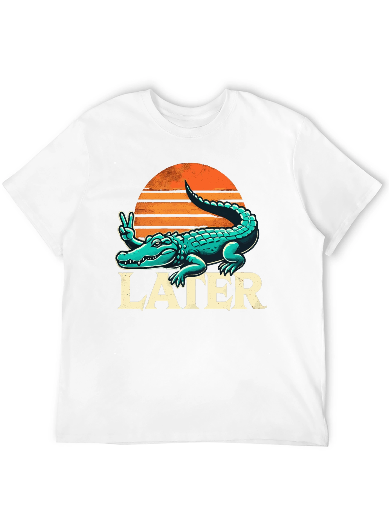 Camiseta Negra Cocodrilo Later Atardecer Divertida