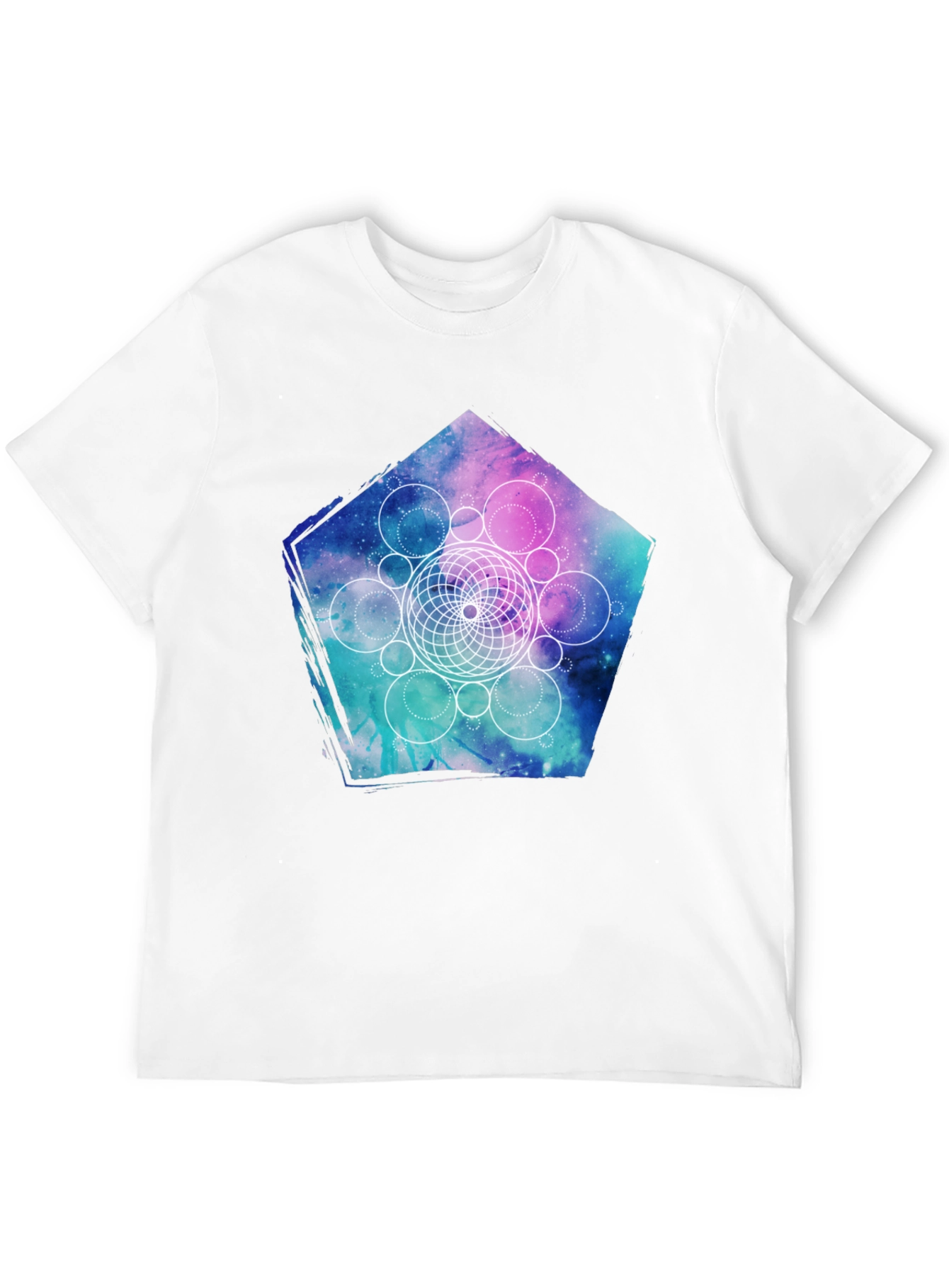Camiseta Negra con Diseño Geométrico de Nebulosa