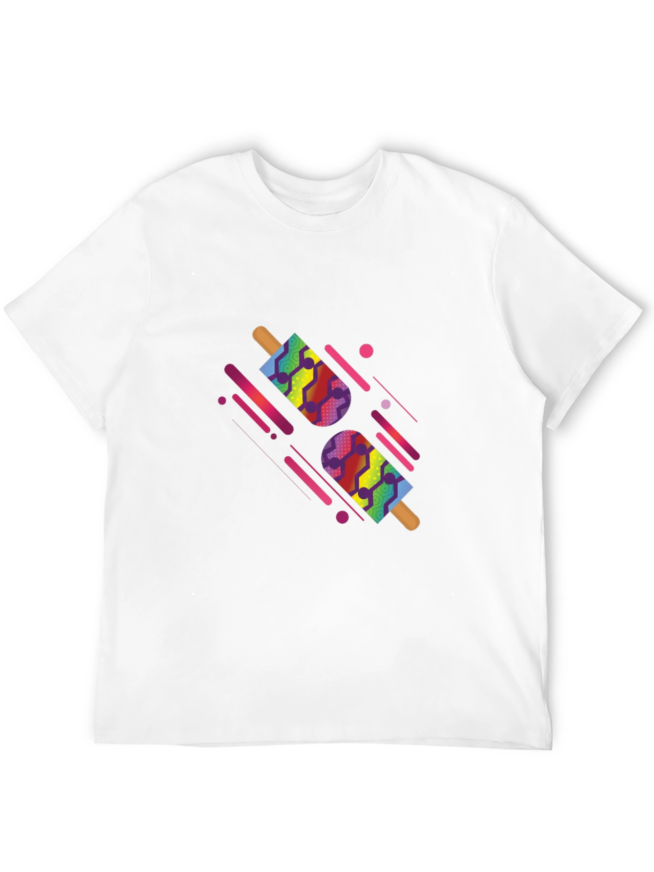 Camiseta Negra con Diseño de Paletas Abstractas