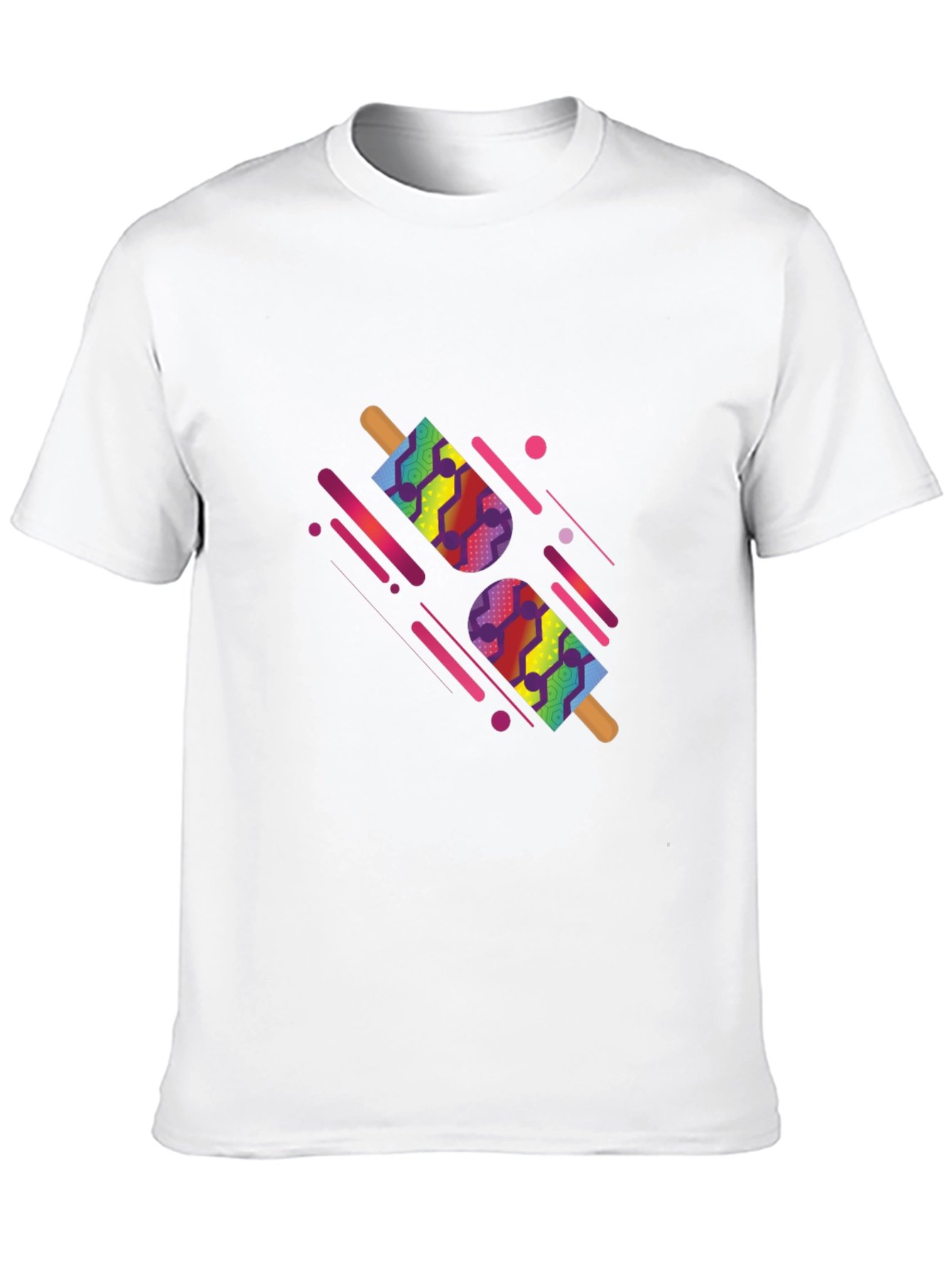 Camiseta Negra con Diseño de Paletas Abstractas