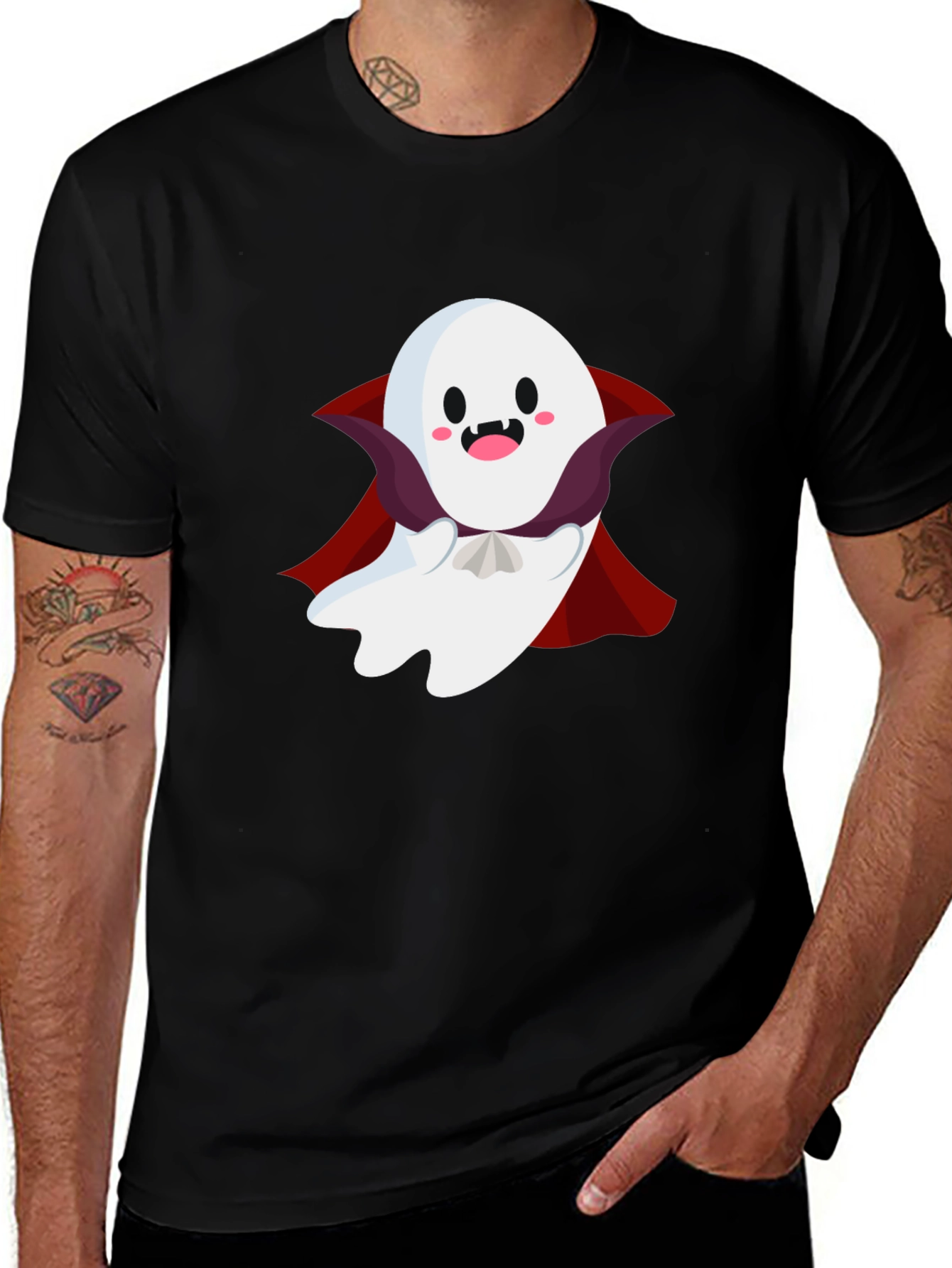 Camiseta Negra con Fantasma de Halloween