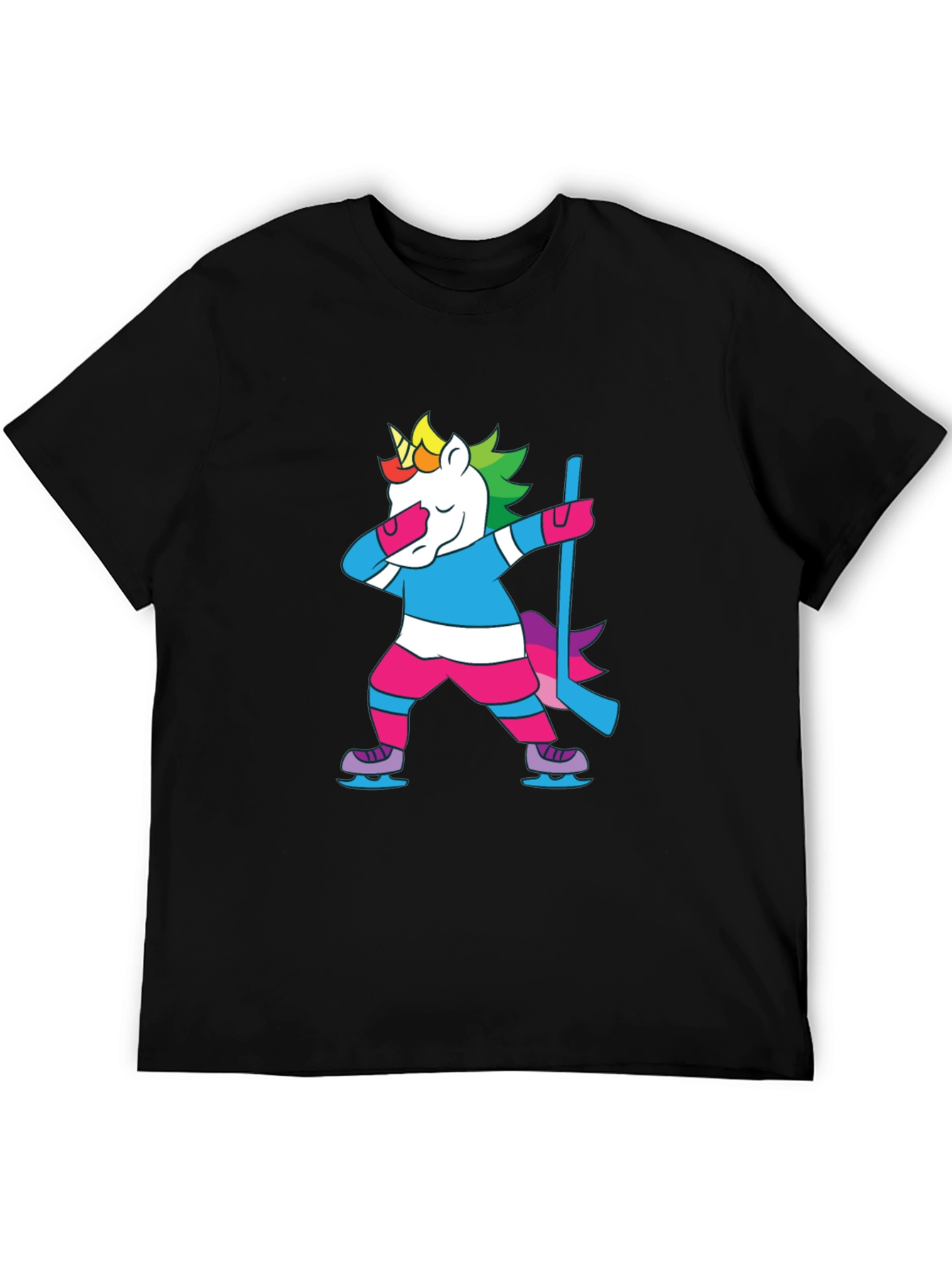 Camiseta Negra Unicornio Jugador Hockey