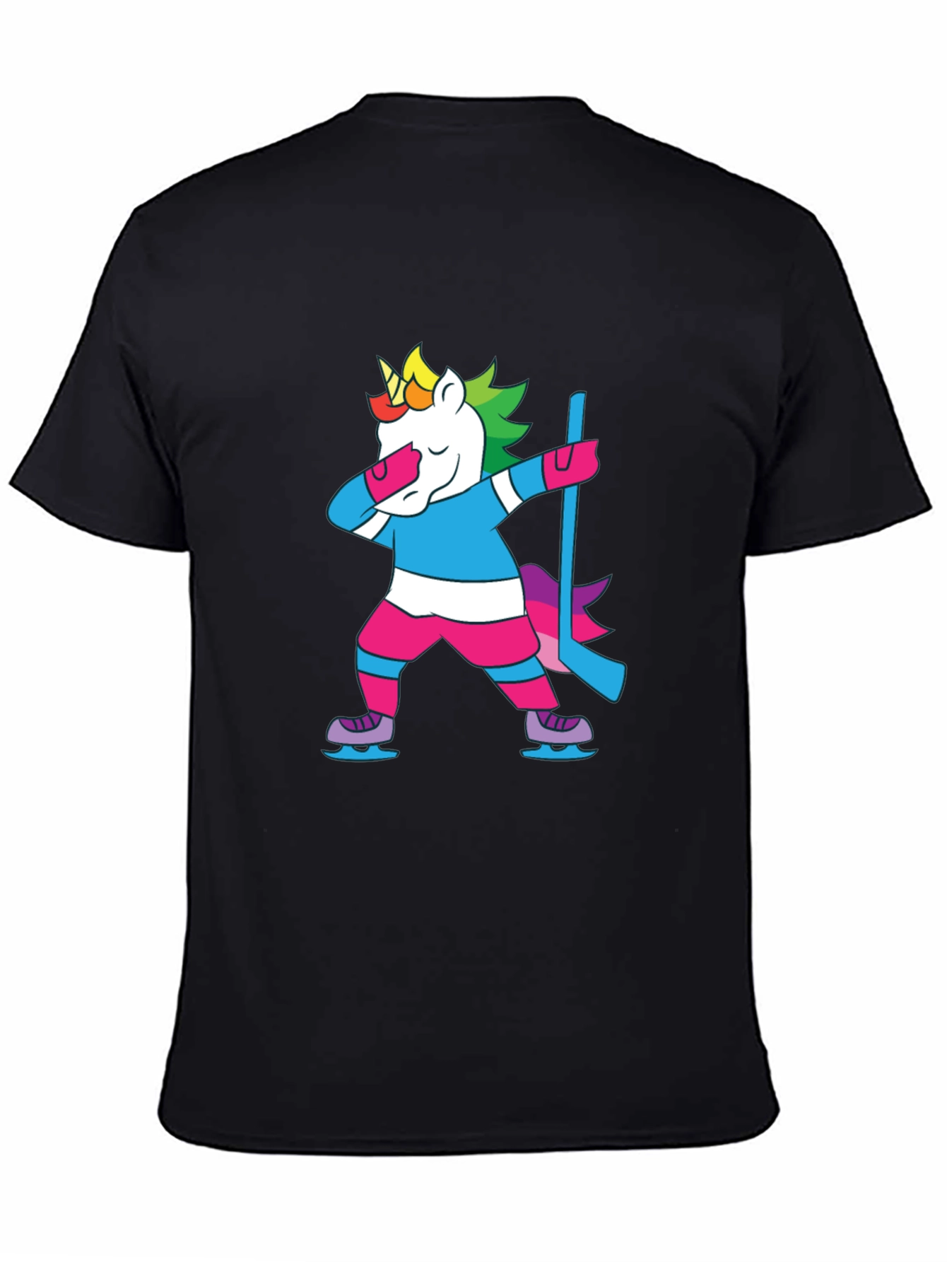 Camiseta Negra Unicornio Jugador Hockey