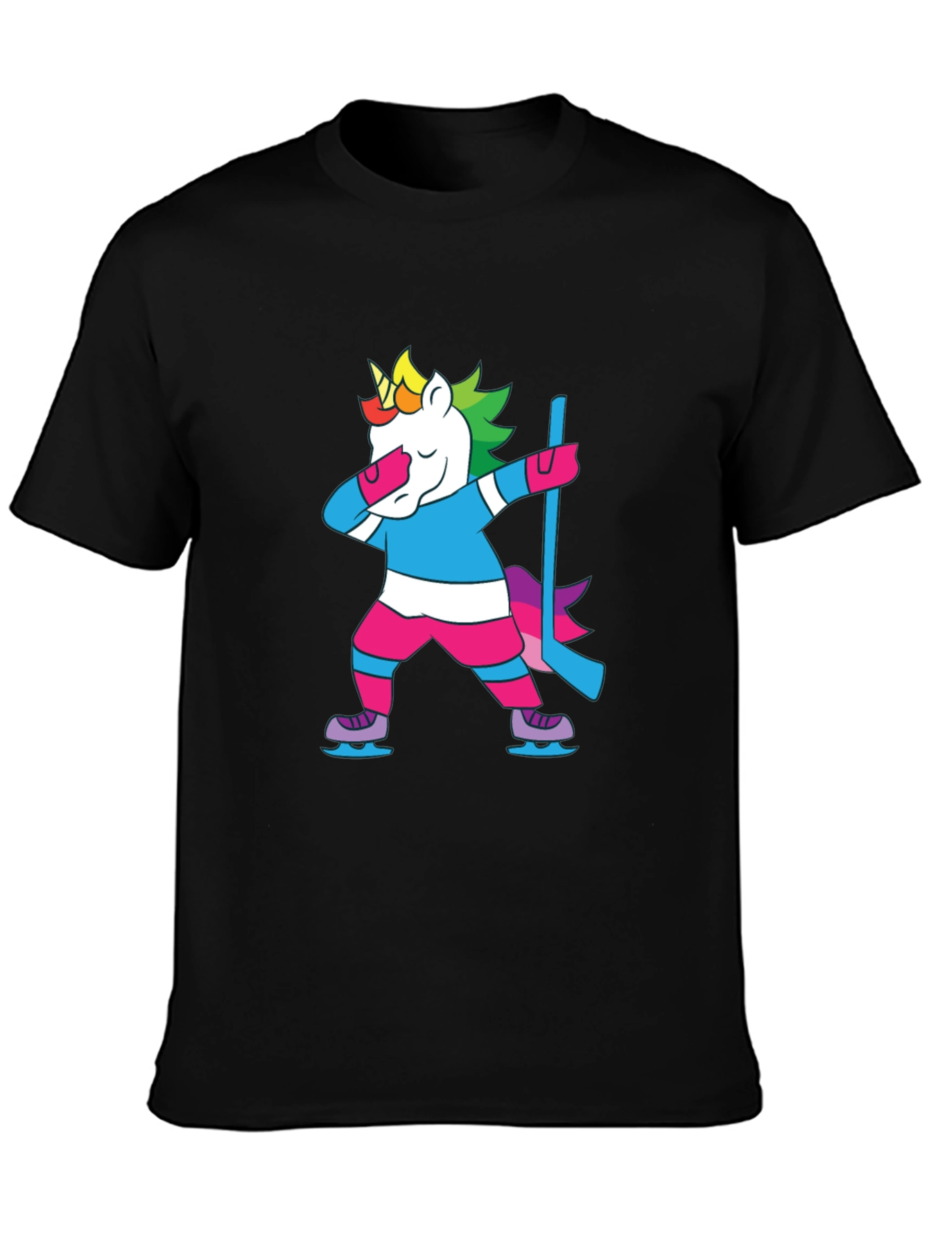Camiseta Negra Unicornio Jugador Hockey