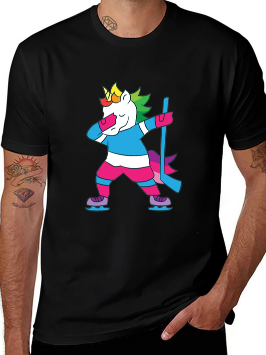 Camiseta Negra Unicornio Jugador Hockey