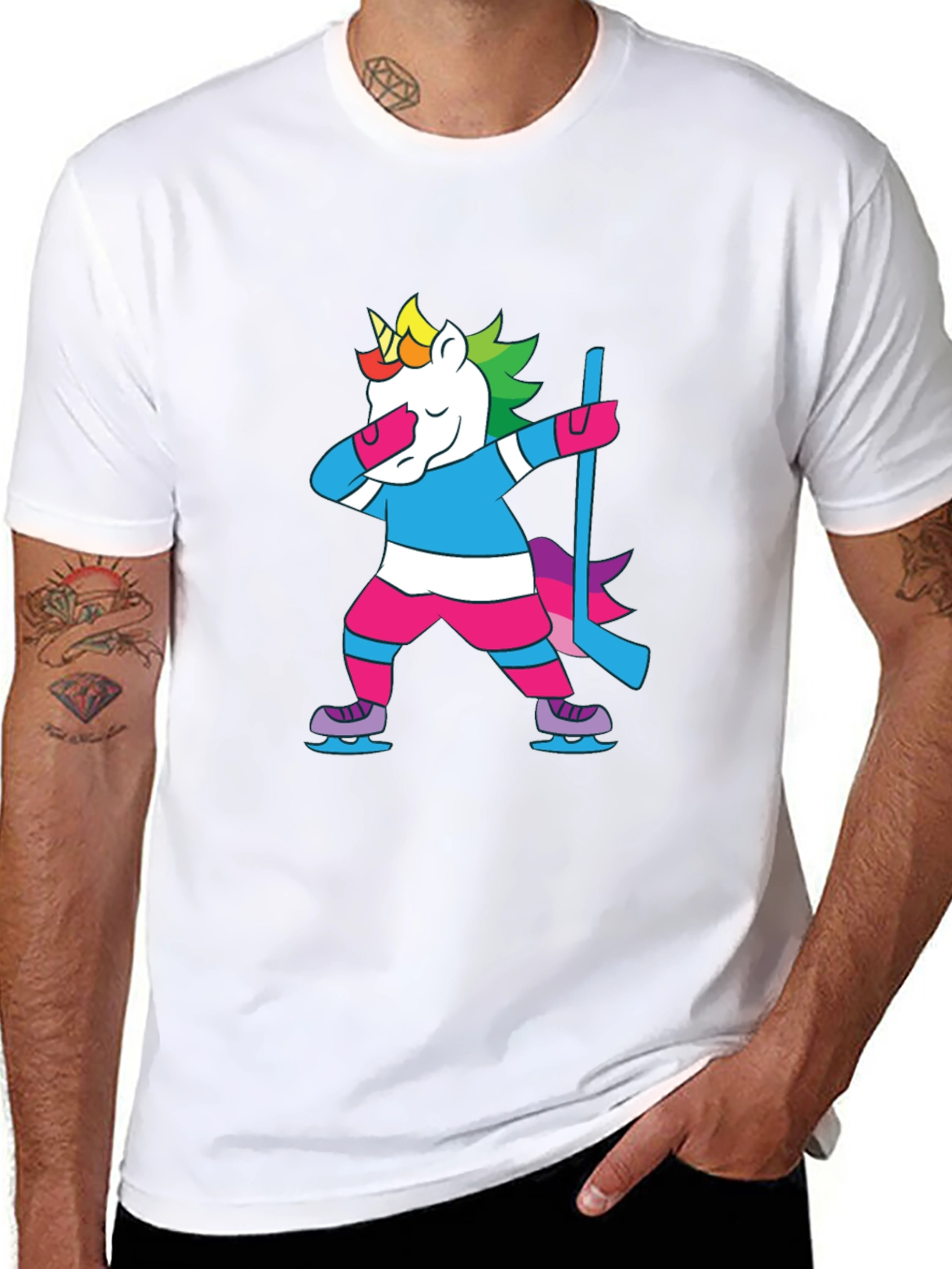 Camiseta Negra Unicornio Jugador Hockey