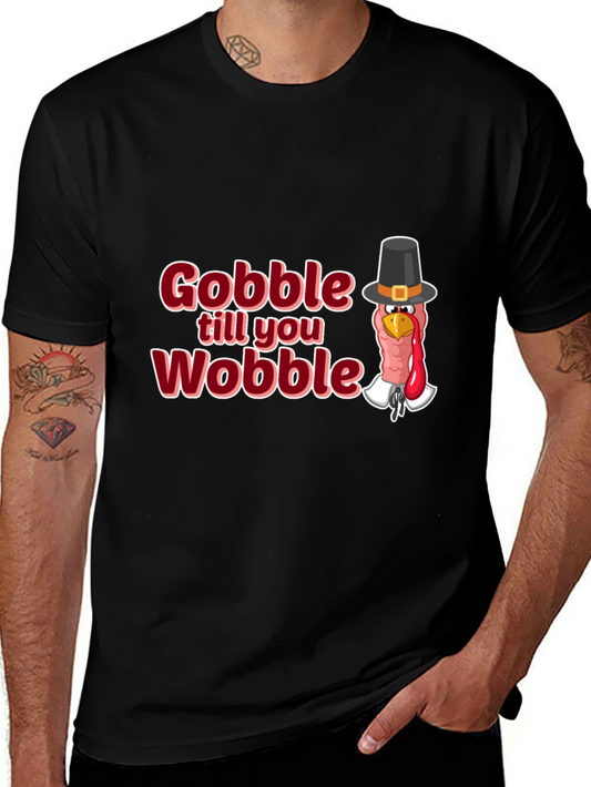 Camiseta Negra Festiva Gobble till you Wobble