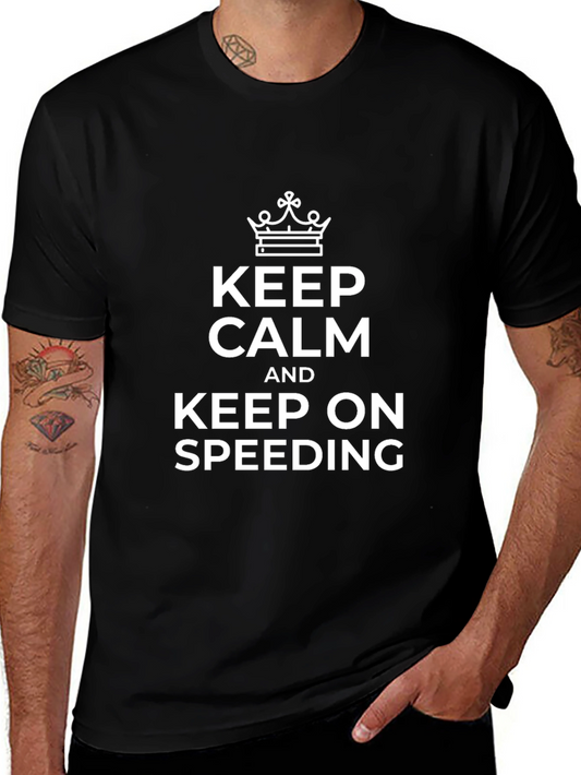 Camiseta Negra Keep Calm and Keep On Speeding