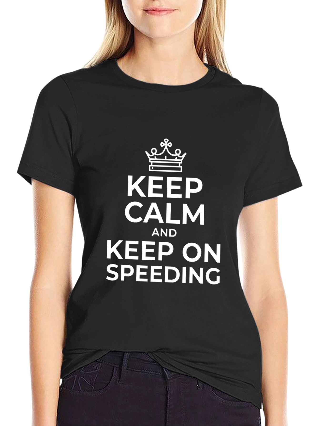 Camiseta Negra Keep Calm and Keep On Speeding