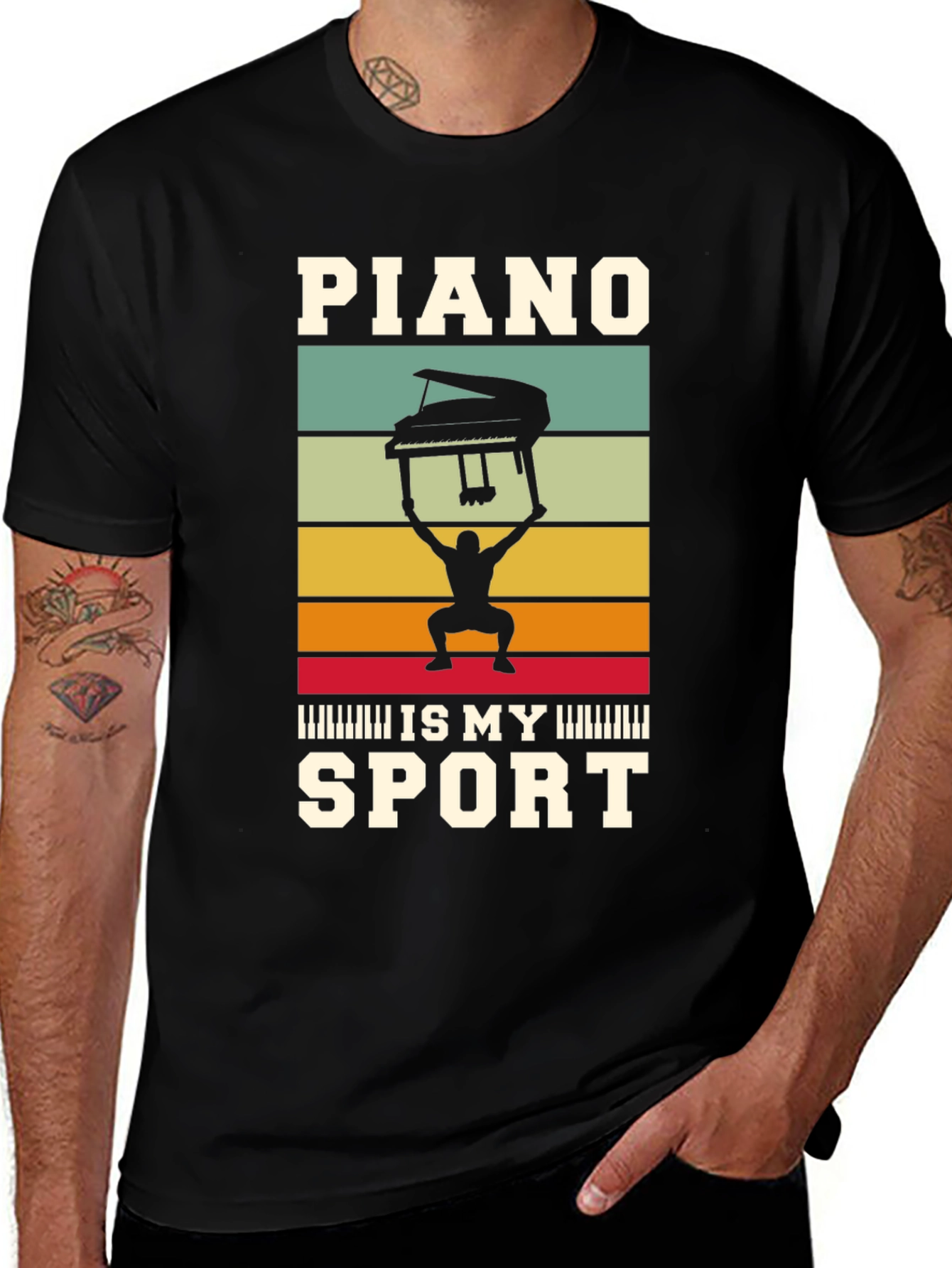 Camiseta Negra: Piano es mi deporte