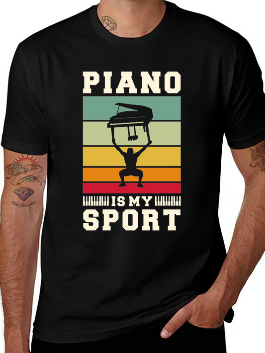 Camiseta Negra: Piano es mi deporte