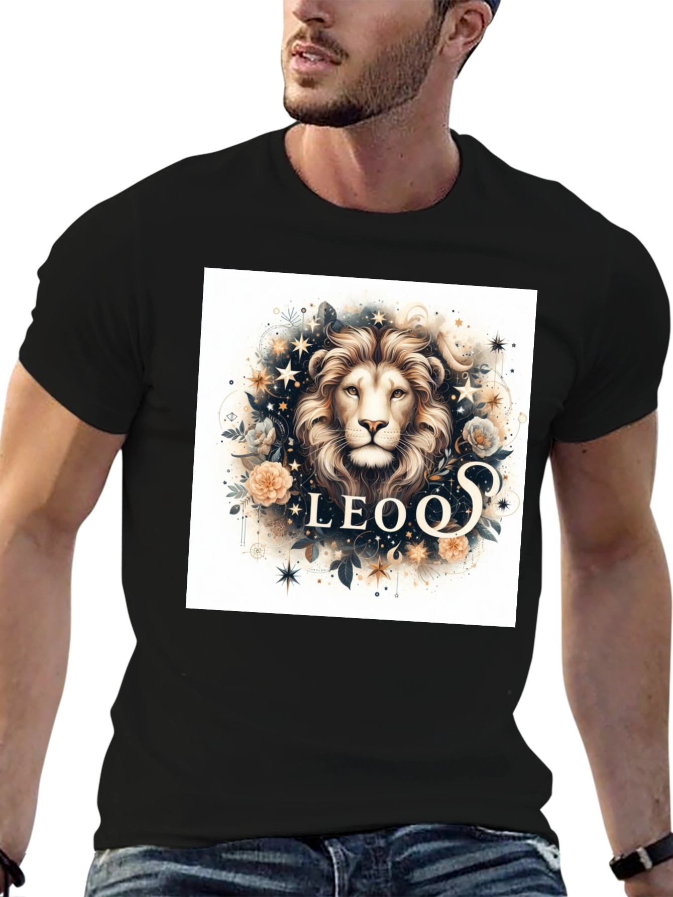 Camiseta Negra Zodiaco Leo: Elegancia Estelar