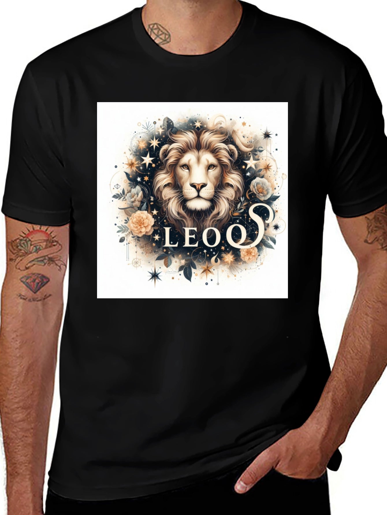 Camiseta Negra Zodiaco Leo: Elegancia Estelar
