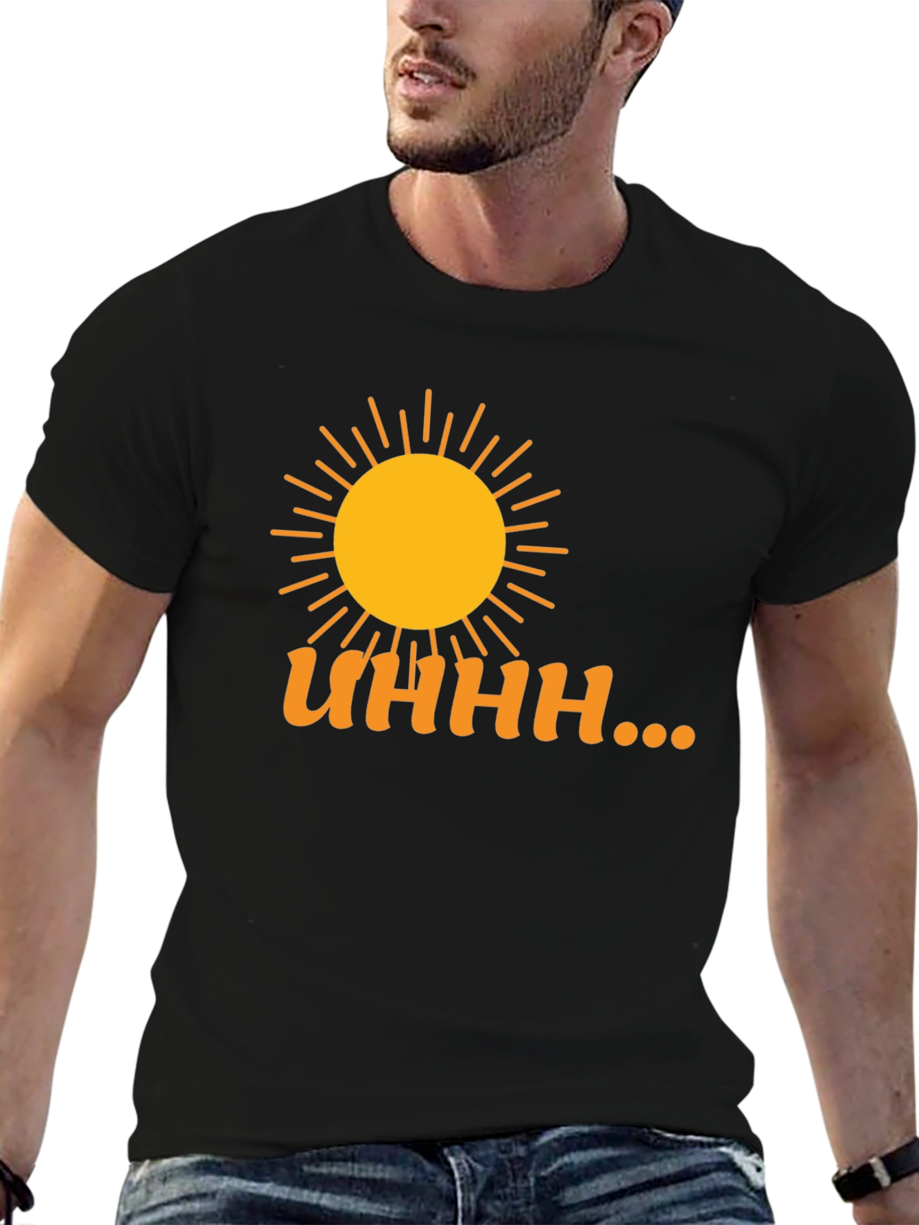 Camiseta Negra Estampada Sol y Humor