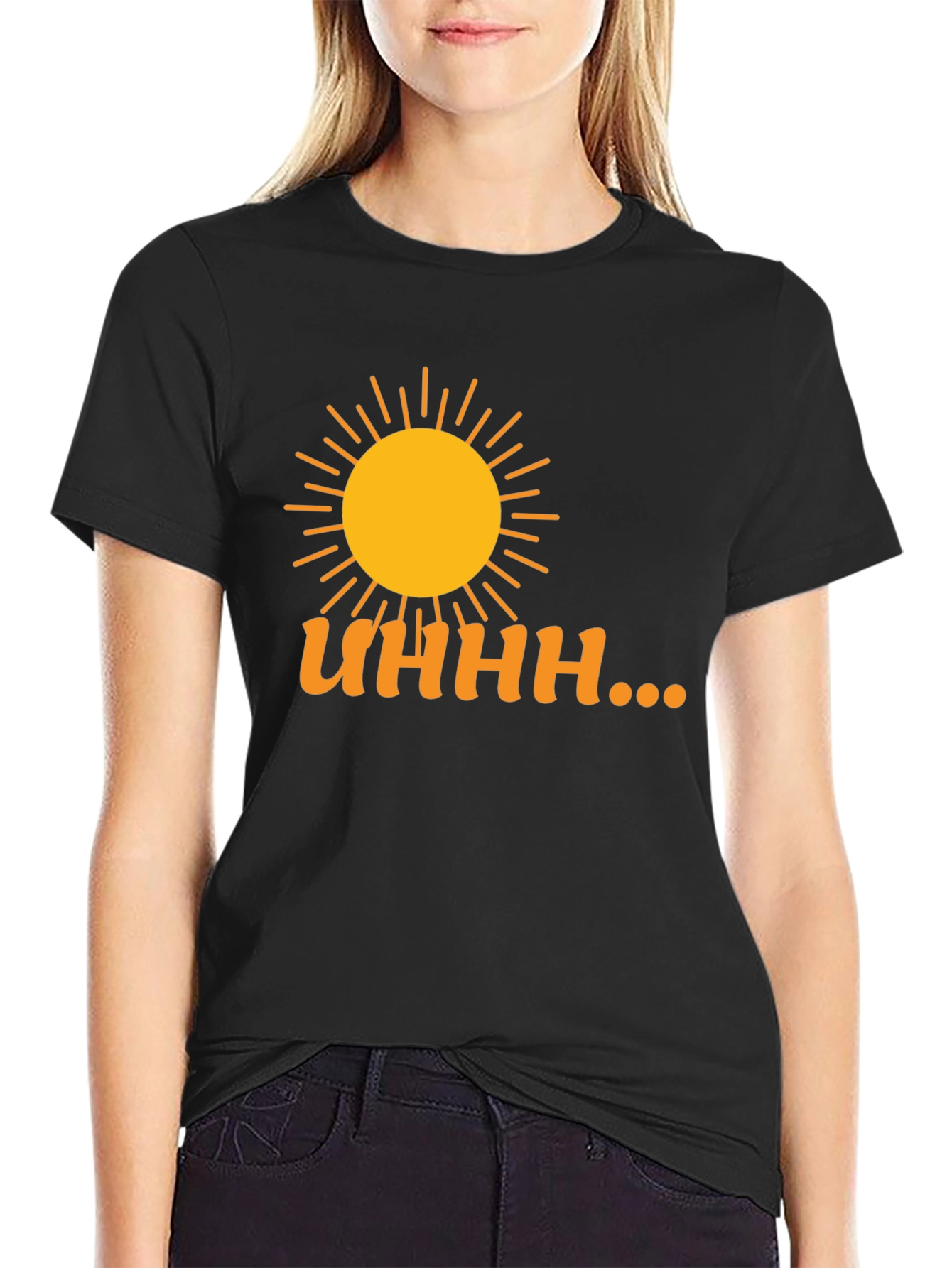 Camiseta Negra Estampada Sol y Humor