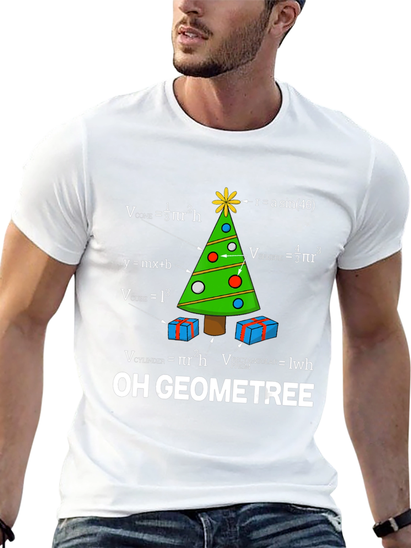 Camiseta Hombre Árbol de Navidad Geométrico