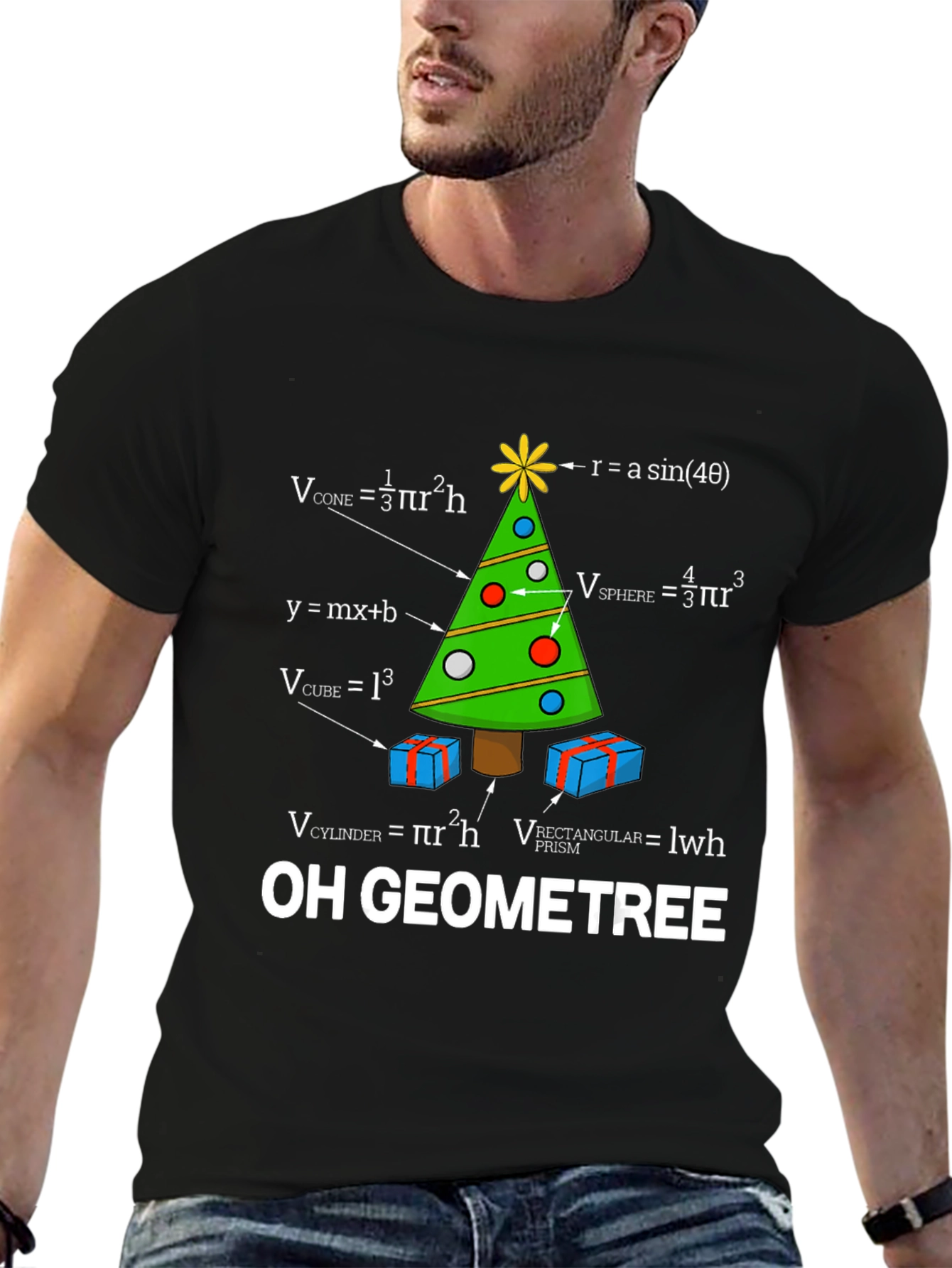 Camiseta Hombre Árbol de Navidad Geométrico