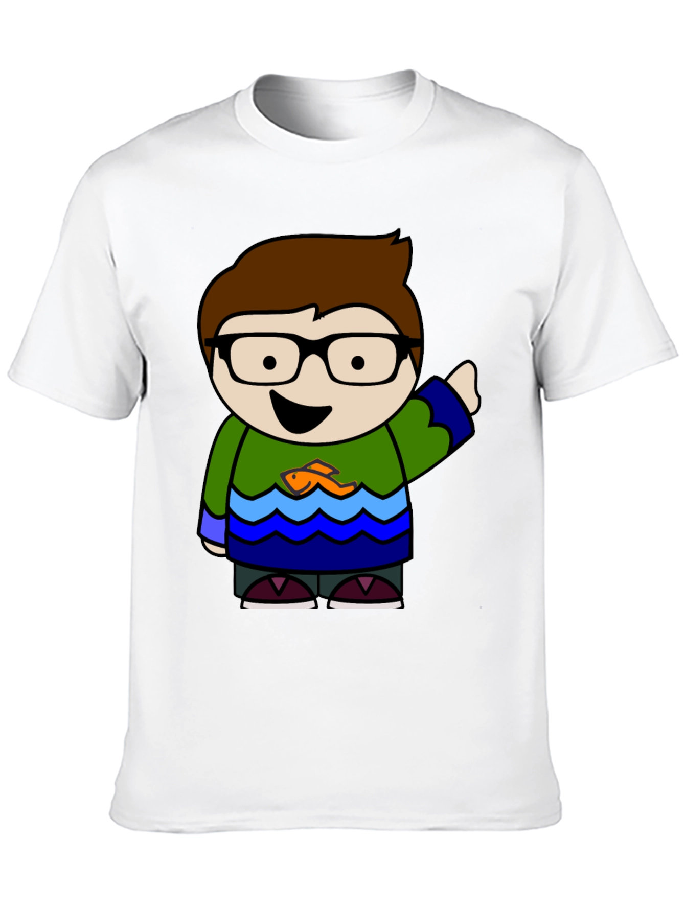 Camiseta Negra con Diseño Animado de Personaje Divertido