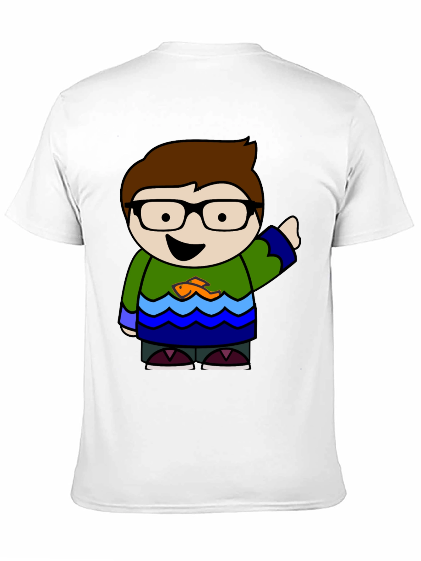 Camiseta Negra con Diseño Animado de Personaje Divertido