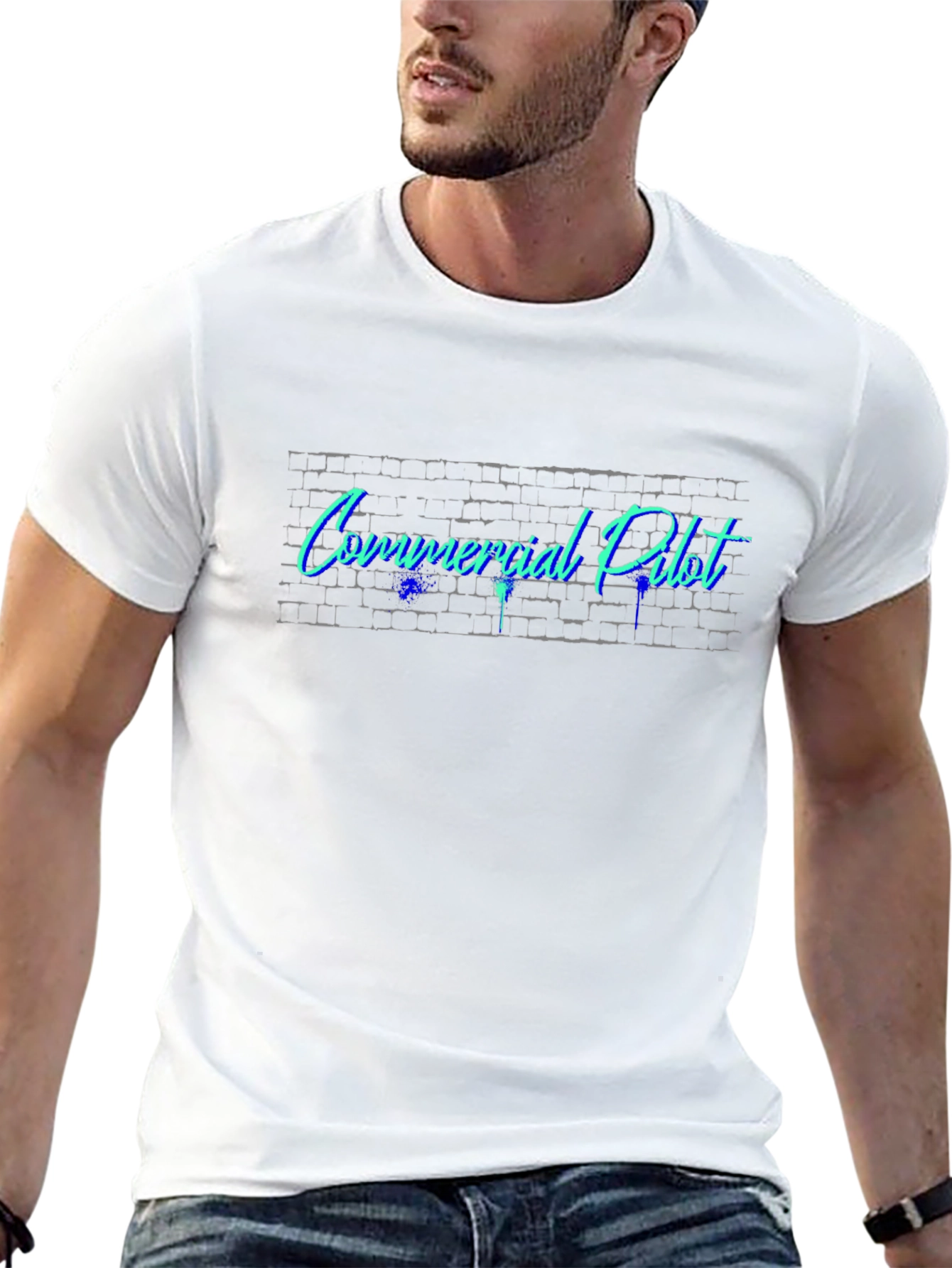 Camiseta Negra Commercial Pilot Estilo Graffiti