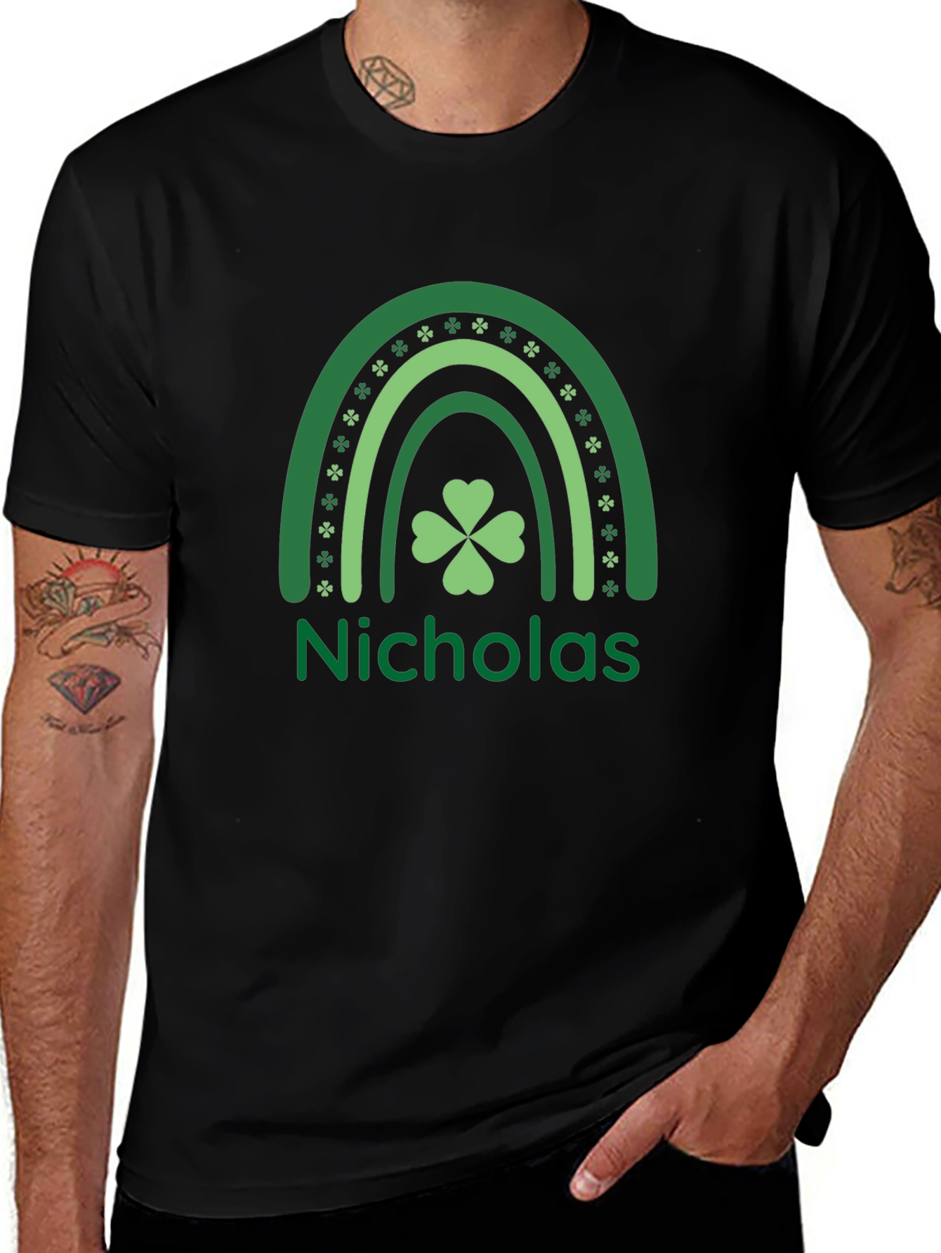 Camiseta negra personalizada San Patricio Nicholas