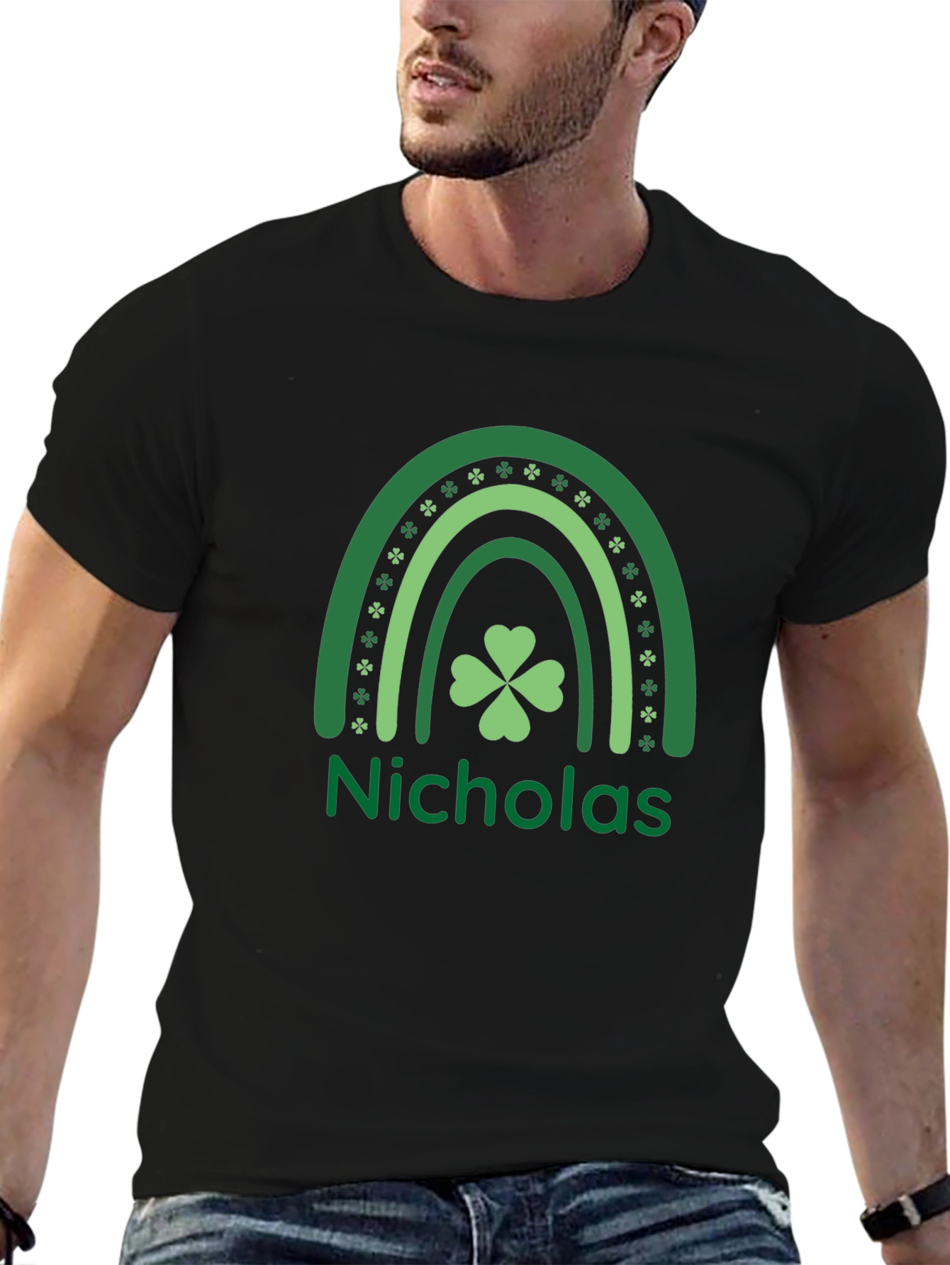 Camiseta negra personalizada San Patricio Nicholas