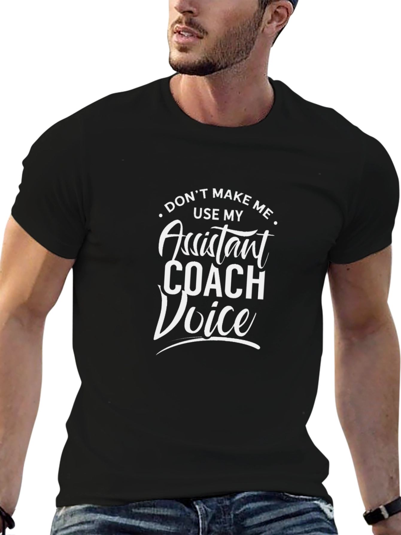 Camiseta Negra Assistant Coach Voice Divertida
