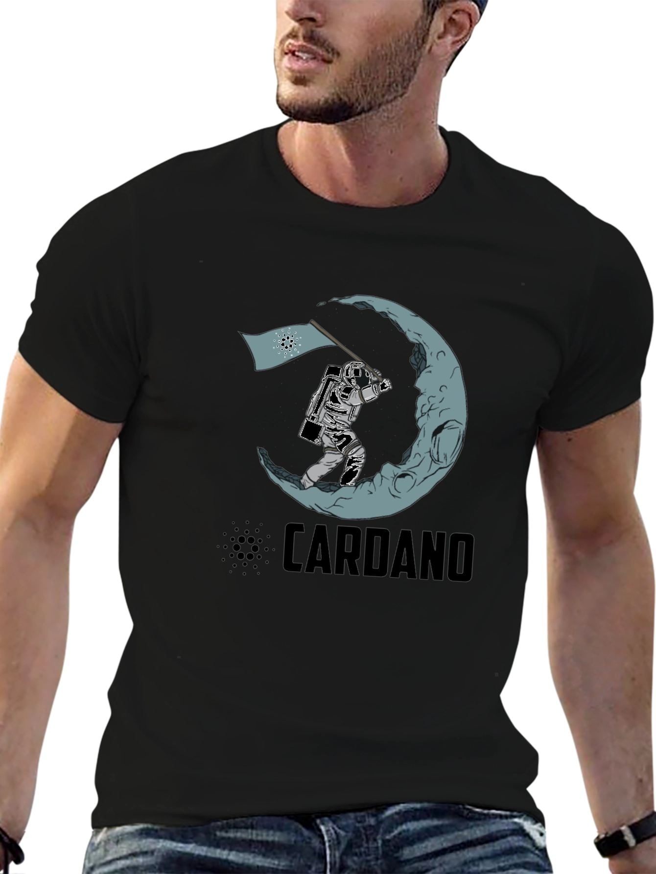 Camiseta Negra Cardano Astronauta en la Luna