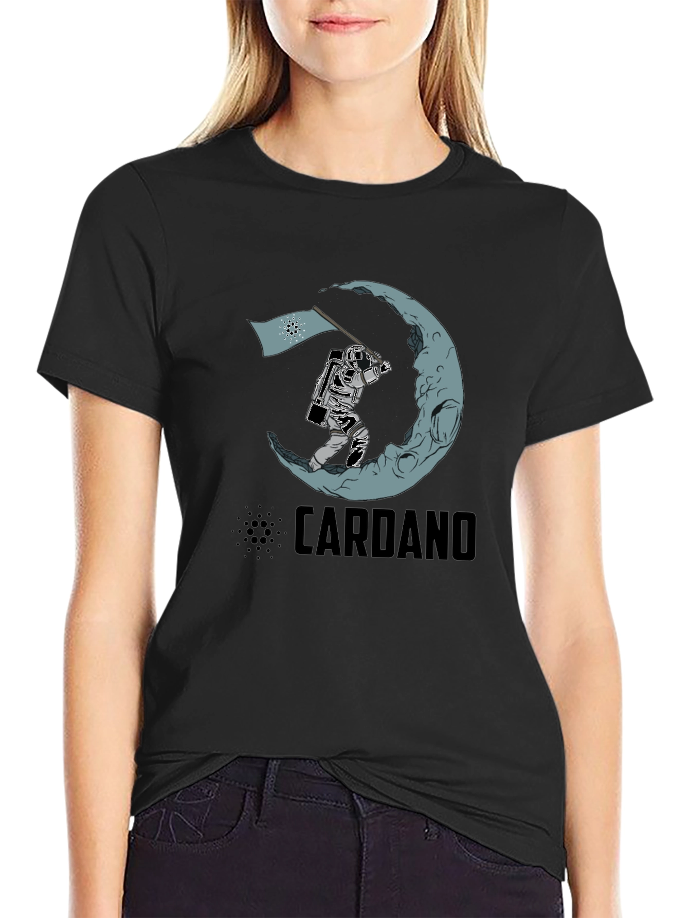Camiseta Negra Cardano Astronauta en la Luna
