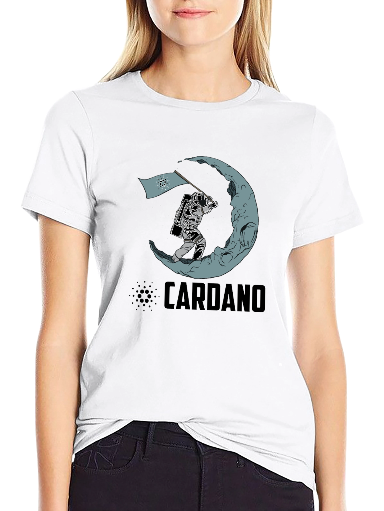 Camiseta Negra Cardano Astronauta en la Luna