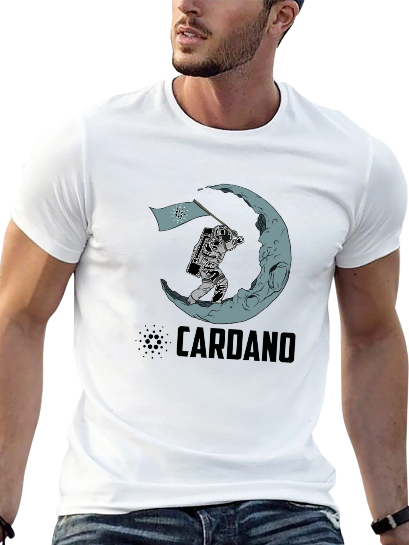 Camiseta Negra Cardano Astronauta en la Luna